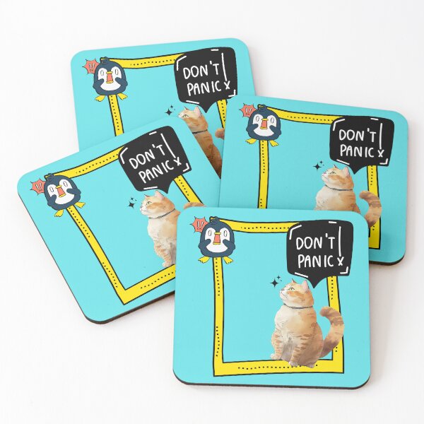 Item preview, Don’t Panic Cat and Penguin Funny Design designed and sold by TheBeeKindSpace.