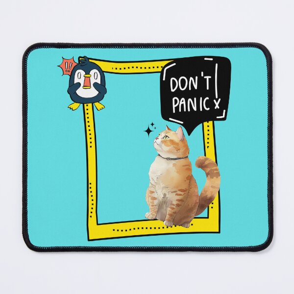 Item preview, Don’t Panic Cat and Penguin Funny Design designed and sold by TheBeeKindSpace.