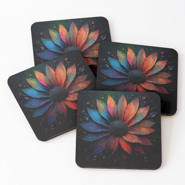 Item preview, Fractured Light | Dark Rainbow Textured Floral Art Print designed and sold by WitchyBotanicaArt.