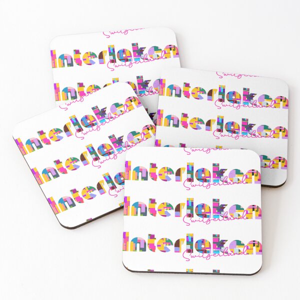 Item preview, Interlaken, Switzerland, Vibrant Abstract City Typography Art designed and sold by Wanderful-roads.