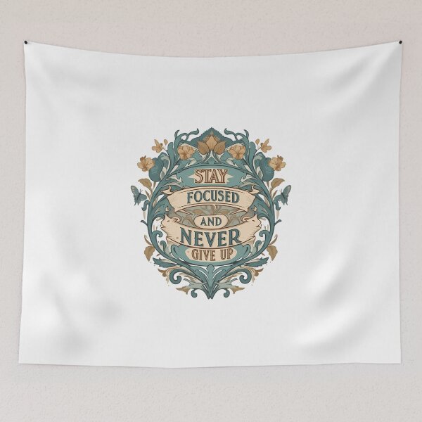 Item preview, Stay Focused Never Give Up Ornate Floral Scroll designed and sold by chattsuede.