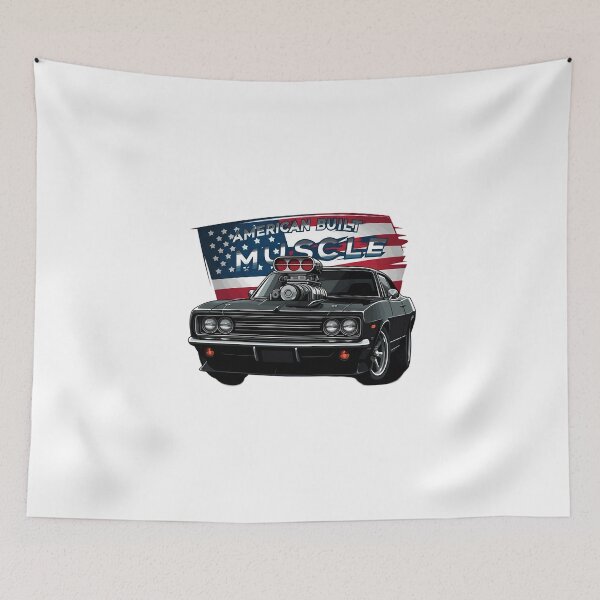 Item preview, American Built Muscle Car with Waving Flag designed and sold by chattsuede.