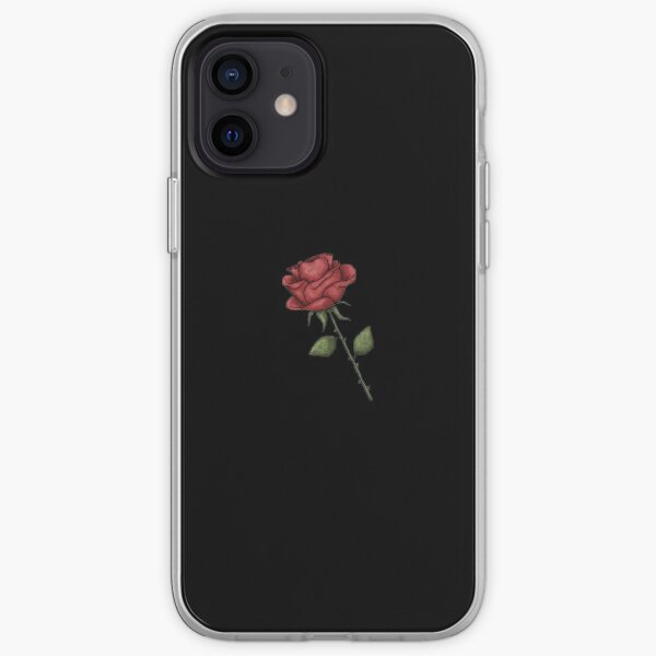Rose rouge inclinée Coque souple iPhone