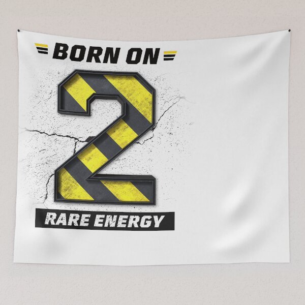 Item preview, Born on 2 Rare Energy – Birthday Number 2 Shirt, Unique Motivational Grunge Design, Industrial Black Yellow Graphic designed and sold by amareshdas008.