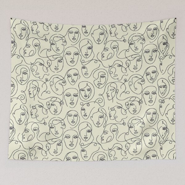 Item preview, Minimalist Continuous Line Art Face Abstract Seamless Pattern designed and sold by MT-Hub | Cute Aesthetic Art, Stickers & Phone Cases.
