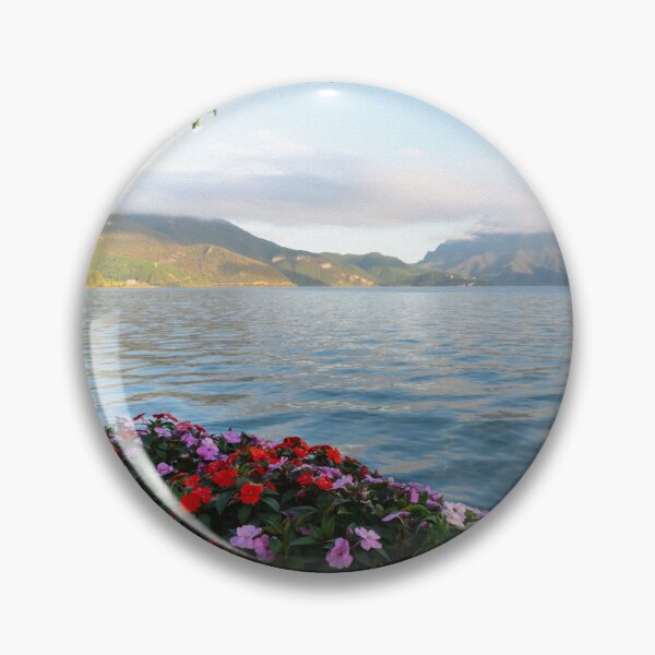Item preview, Lugu Lake with beautiful flowers in the morning. Yunnan province, China. designed and sold by sinseeho.