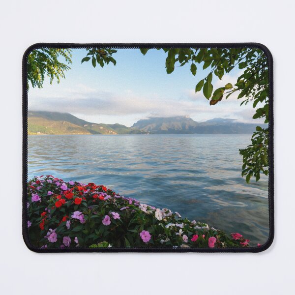 Item preview, Lugu Lake with beautiful flowers in the morning. Yunnan province, China. designed and sold by sinseeho.