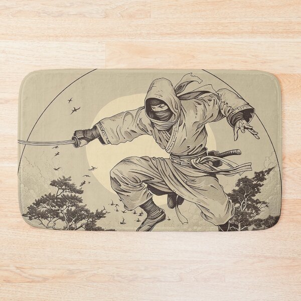 Item preview, Illustration of a ninja jumping onto the moon (Hokusai-style) designed and sold by whiteblackcat.