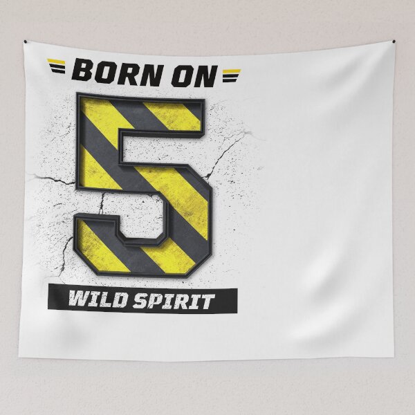 Item preview, Born on 5 Wild Spirit – Birthday Number 5 Shirt, Adventure Lifestyle Graphic, Grunge Industrial Streetwear Design designed and sold by amareshdas008.