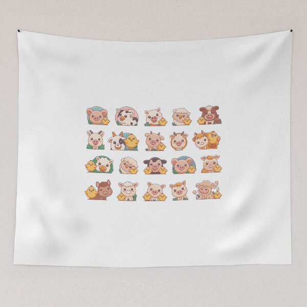 Item preview, Cute Farm Animals Chibi Sticker Pack - Kawaii Baby Pig, Cow, Sheep, and Chick Friends designed and sold by Picasfarmer.
