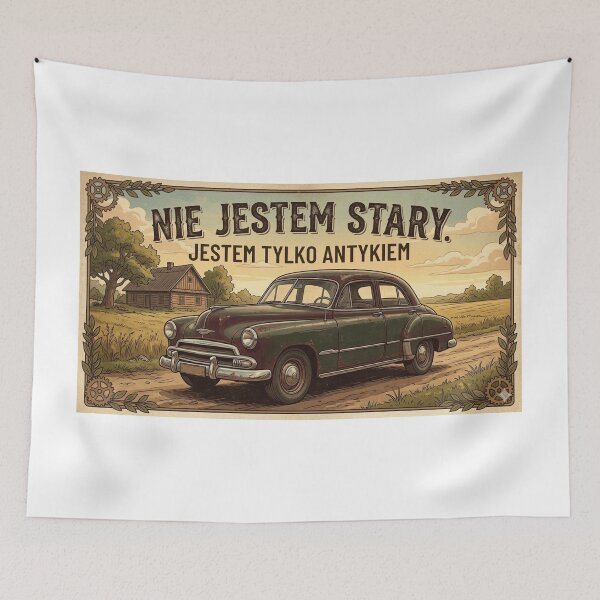 Item preview, Vintage Car "Not Old, Just Antique" Polish Sticker designed and sold by KrisGraphic45.