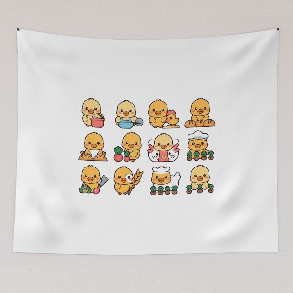 Item preview, Kawaii Yellow Chick Farm Life Sticker Pack - Cute Chibi Baker and Gardener Collection designed and sold by Picasfarmer.