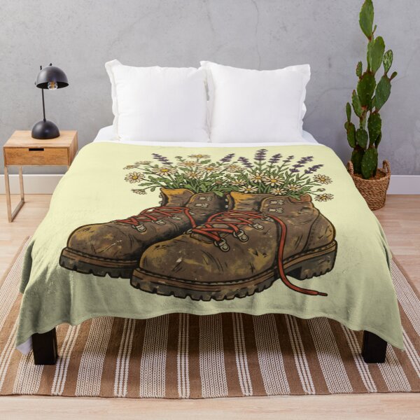Item preview, Flowers in Hiking Boots Retro Illustration Cottagecore designed and sold by SplashTastic.