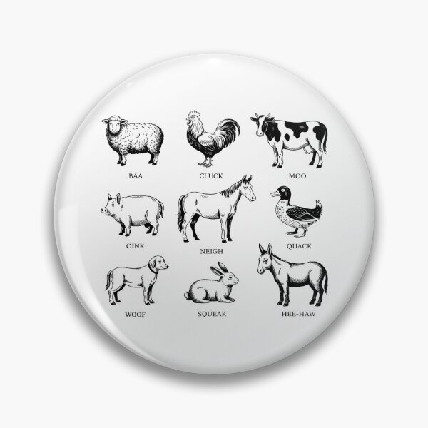 Item preview, Vintage Farm Animal Sounds Sketch - Minimalist White Line Art Chalkboard Style designed and sold by Picasfarmer.