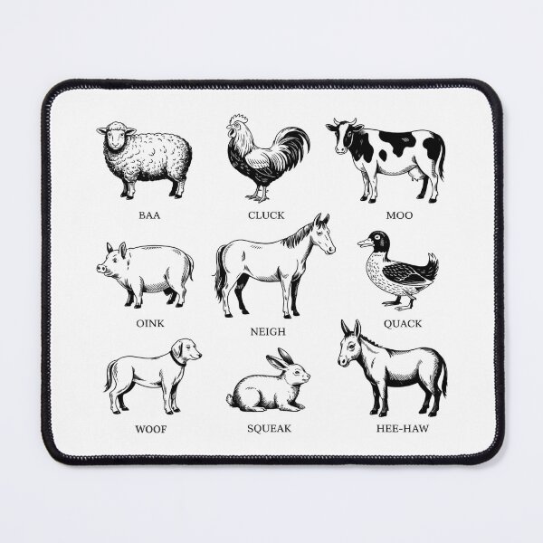 Item preview, Vintage Farm Animal Sounds Sketch - Minimalist White Line Art Chalkboard Style designed and sold by Picasfarmer.