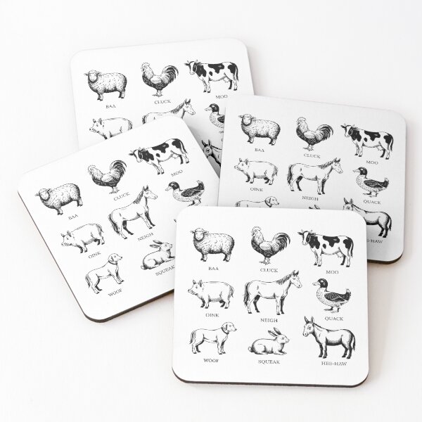 Item preview, Vintage Farm Animal Sounds Sketch - Minimalist White Line Art Chalkboard Style designed and sold by Picasfarmer.