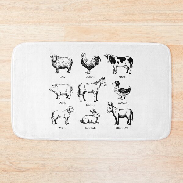 Item preview, Vintage Farm Animal Sounds Sketch - Minimalist White Line Art Chalkboard Style designed and sold by Picasfarmer.