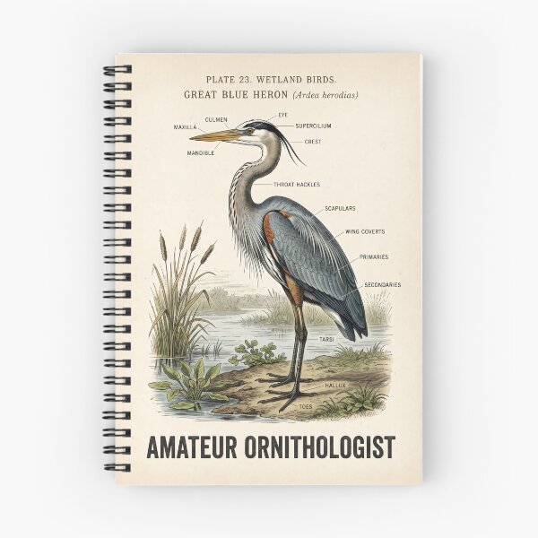 Item preview, Amateur Ornithologist Great Blue Heron Scientific Illustration designed and sold by SplashTastic.