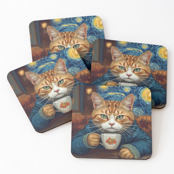 Item preview, Orange Cat at the Van Gogh Starry Night Diner designed and sold by EschatonGarden.