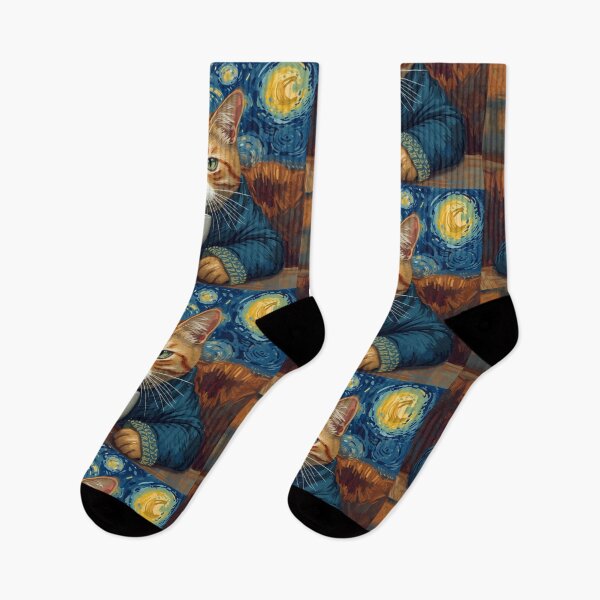 Item preview, Orange Cat at the Van Gogh Starry Night Diner designed and sold by EschatonGarden.