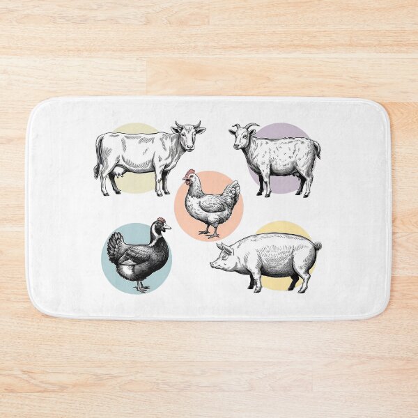 Item preview, Vintage Engraved Farm Animals - Retro Hand-Drawn Cow, Pig, Goat, and Poultry Collection with Pastel Accents designed and sold by Picasfarmer.