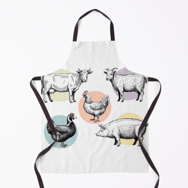 Item preview, Vintage Engraved Farm Animals - Retro Hand-Drawn Cow, Pig, Goat, and Poultry Collection with Pastel Accents designed and sold by Picasfarmer.
