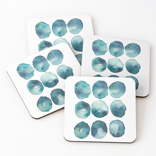 Item preview, Teal Watercolor Circles Pattern | Abstract Ocean Blue Minimal Art Print designed and sold by Little Bloom Studio.