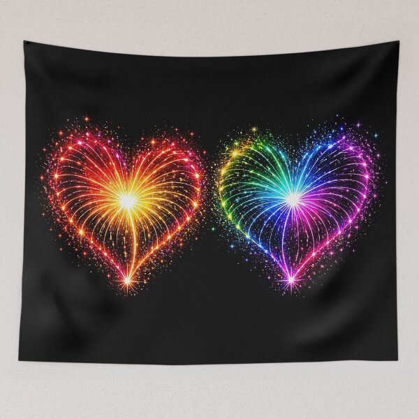 Item preview, HEARTS ON FIRE – STREAKS OF PRIDE ⚡✨ – LOVE BURST EDITION- DARK BACKGROUND designed and sold by WheelieGdArt.