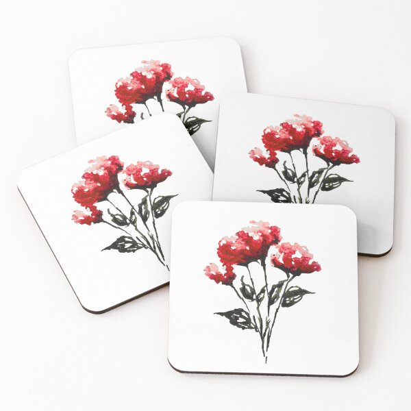 Item preview, Red Watercolor Carnation Flowers | Floral Art Print | Botanical Flower Design designed and sold by Little Bloom Studio.