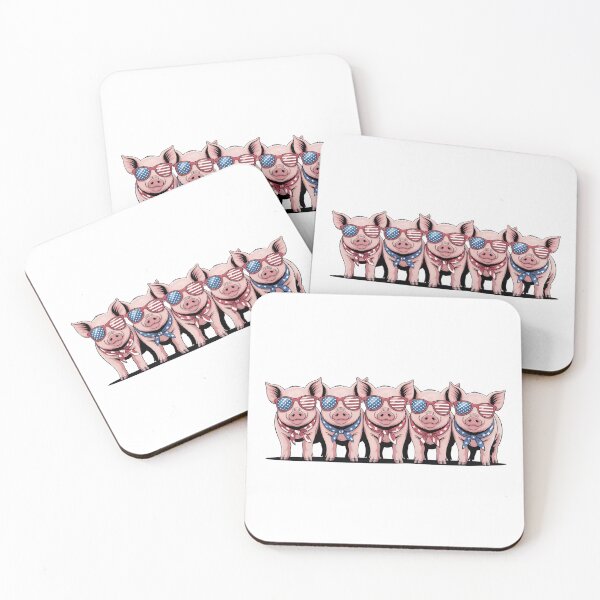 Item preview, Patriotic USA Pig Squad - Funny American Flag Sunglasses and Bandana Pigs designed and sold by Picasfarmer.