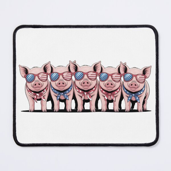 Item preview, Patriotic USA Pig Squad - Funny American Flag Sunglasses and Bandana Pigs designed and sold by Picasfarmer.