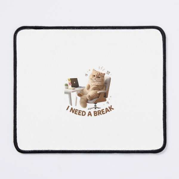 Item preview, I Need a Break – Beige Office Cat Chaos Sticker designed and sold by wildbest.