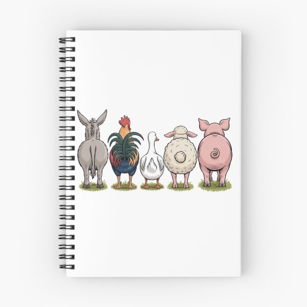 Item preview, Funny Farm Animal Backside Line-up - Cute Rear View of Donkey, Rooster, Duck, Sheep, and Pig Cartoon T-shirt & Sticker Design designed and sold by Picasfarmer.