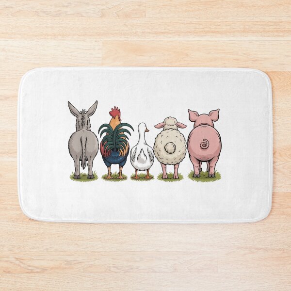 Item preview, Funny Farm Animal Backside Line-up - Cute Rear View of Donkey, Rooster, Duck, Sheep, and Pig Cartoon T-shirt & Sticker Design designed and sold by Picasfarmer.