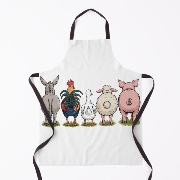 Item preview, Funny Farm Animal Backside Line-up - Cute Rear View of Donkey, Rooster, Duck, Sheep, and Pig Cartoon T-shirt & Sticker Design designed and sold by Picasfarmer.