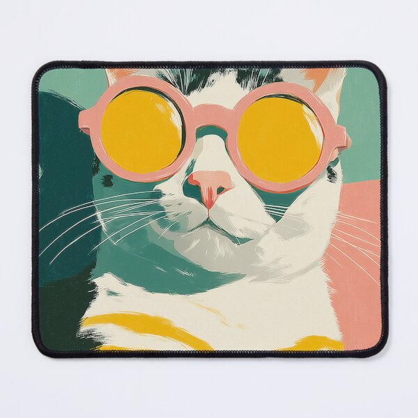 Item preview, Fashion Cat with Yellow Glasses Trendy Aesthetic Kawaii Design designed and sold by Meow-Attitude.