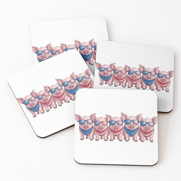 Item preview, Patriotic American Pig Squad - Funny USA Flag Sunglasses and Bandana Pigs for 4th of July designed and sold by Picasfarmer.