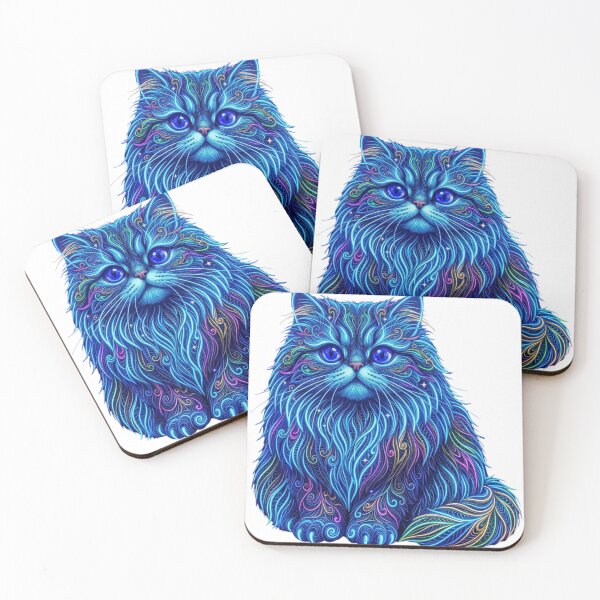 Item preview, Fine Line Blue Persian Cat in Neon Wild and Beautiful Design designed and sold by dcohea.