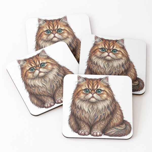 Item preview, Golden Whiskers: Fine Line Persian Cat in Amber & Cream designed and sold by dcohea.