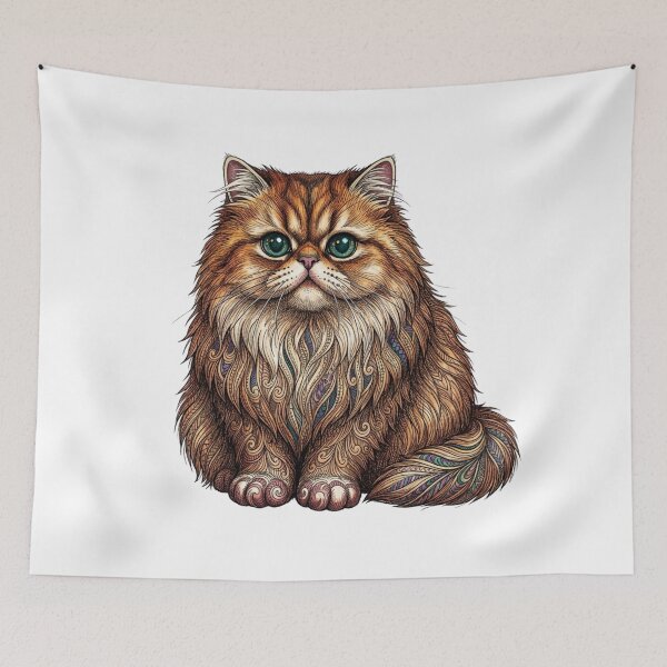 Item preview, Golden Whiskers: Fine Line Persian Cat in Amber & Cream designed and sold by dcohea.