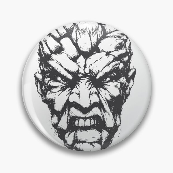 Item preview, Surreal black and white illustration of an angry face constructed from dozens of clenched fists, conveying rage, tension and raw emotion.  designed and sold by Dejbar.