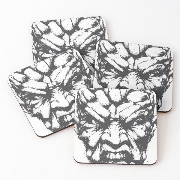 Item preview, Surreal black and white illustration of an angry face constructed from dozens of clenched fists, conveying rage, tension and raw emotion.  designed and sold by Dejbar.
