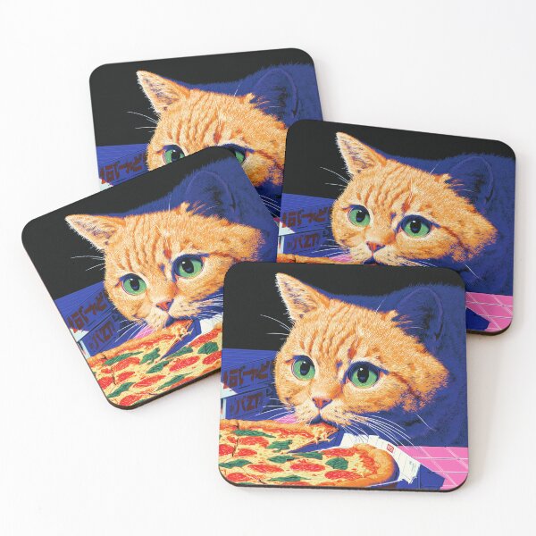 Item preview, Cute Green Eyes Cat Eating Pizza Funny Food Cat Design designed and sold by Meow-Attitude.