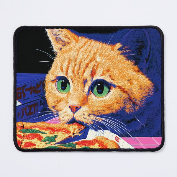 Item preview, Cute Green Eyes Cat Eating Pizza Funny Food Cat Design designed and sold by Meow-Attitude.