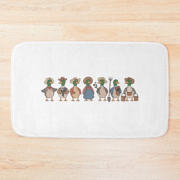 Item preview, Vintage Farmhouse Duck Parade - Retro Countryside Ducks in Sun Hats and Gardening Outfits Illustration designed and sold by Picasfarmer.