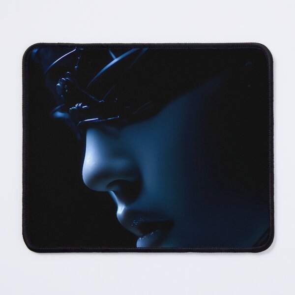Item preview, Blue Cyberpunk Android Profile Futuristic Dark Portrait designed and sold by cyberartmaker.