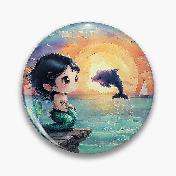 Item preview, Mermaid and Jumping Dolphin Sunset Jetty designed and sold by ArtisticDesignsbyLinda.