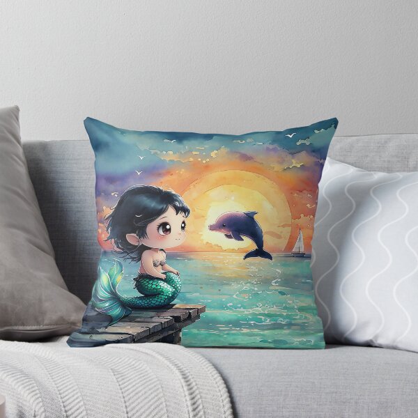 Item preview, Mermaid and Jumping Dolphin Sunset Jetty designed and sold by ArtisticDesignsbyLinda.