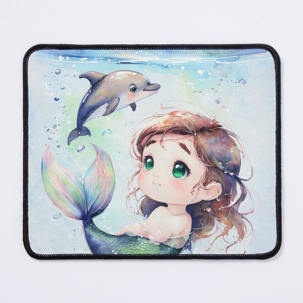 Item preview, Chibi Mermaid and Baby Dolphin Underwater Magic designed and sold by ArtisticDesignsbyLinda.