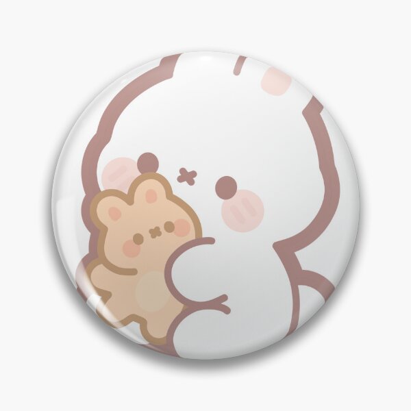 Item preview, kawaii bunny hugging teddy bear, soft pastel, cozy vibe designed and sold by sakiofficials.